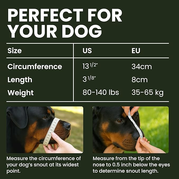 BRONZEDOG Dog Muzzle Adjustable Durable Metal Wire Basket for Large and Extra Large Dogs with Leather Straps Breathable, Drinkable, Adjustable, Training, Prevents Biting (PVC, Rottweiler)