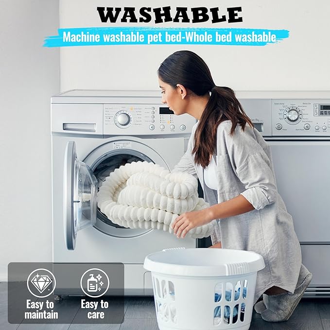 Washable Cat Bed Donut Dog Beds for Small Dogs with Corduroy Fleece Super Soft Pet Bed for Puppy and Kitten,27 * 27 * 6 in