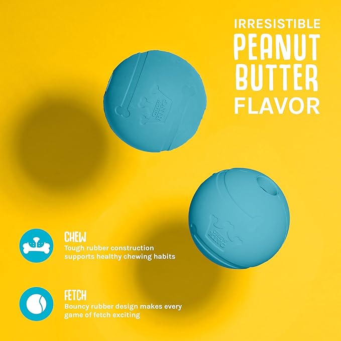 Chew King Flavored Rubber Ball Collection, 4 Inch Peanut Butter Flavor Rubber Balls 2-Pk