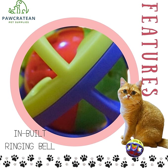 Large Cat Ball Toy with Bell - Durable, Self-Entertainment, Colorful Indoor Exercise (Yellow & Purple)