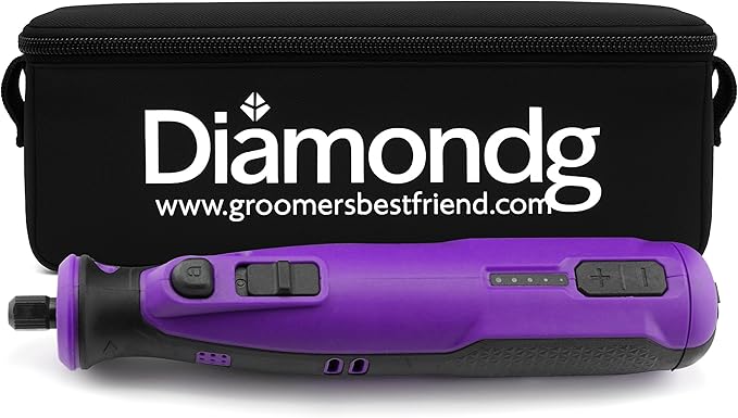 Diamondg Cordless Dog Nail Grinder with Quiet Sound & LED Tip for Large & Small Dogs, 4hrs. Runtime - Electric Dog Nail Trimmer, Heavy Duty Rotary Tool Alternative to Toenail Clippers & Filers