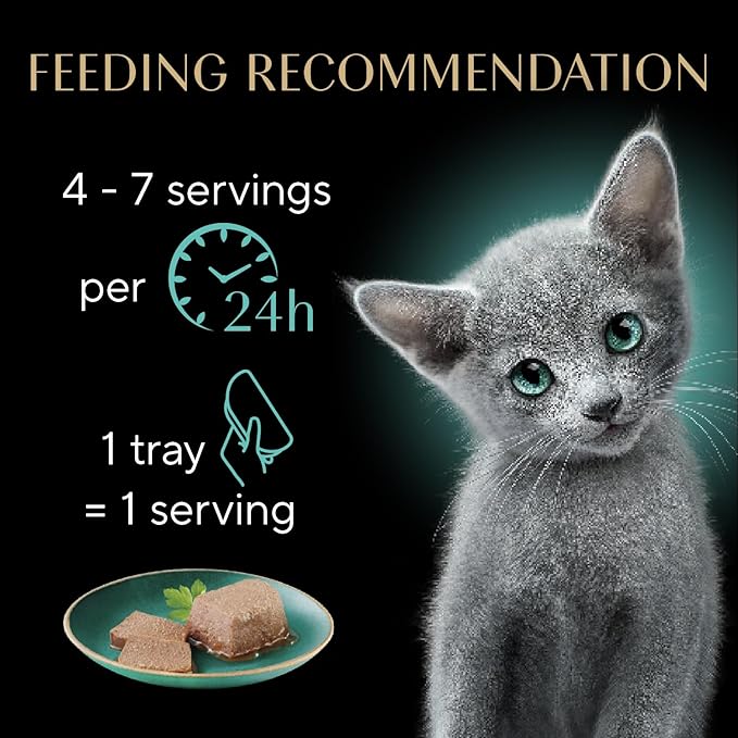 Sheba Perfect Portions Kitten Wet Cat Food Pate Chicken Entree, Salmon Entree, and Turkey Entree, 2.6 oz. Twin-Pack Trays (24 Count, 48 Servings)