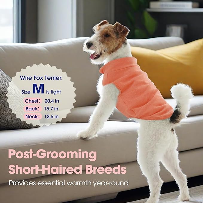 FUAMEY Dog Fleece Vest for Small Dogs,Warm Stretchy Dog Sweatshirts Pullover with Leash Hole Dogs Sweater Soft Pet Turtleneck Cozy Pet Vest Lightweight Sleeveless Orange XXS