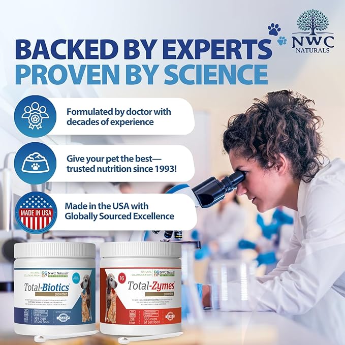 NWC Naturals Twin Pack - Probiotics and Digestive Enzymes for dogs and cats one Total-Zymes and one Total-Biotics 8-Ounce