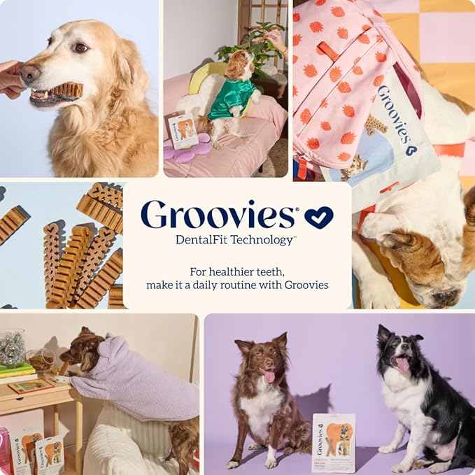 Groovies Original Dog Dental Chew Individually Wrapped Large (18 ea)