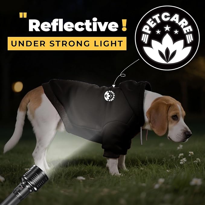 PETCARE Dog Hoodie Sweaters for Small Medium Dogs Cats Cute Soft Warm Fleece Puppy Sweaters Dog Clothes Hoodies Sweatshirt Reflective Fall Winter Chihuahua Yorkie French Bulldog Outfits, Black