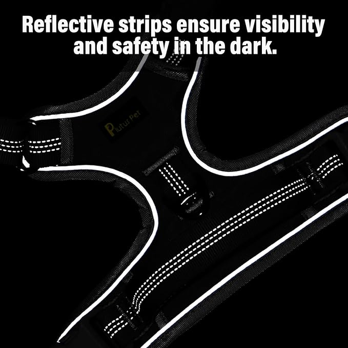 Plutus Pet No Pull Dog Harness, Release at Neck, Reflective Adjustable Dog Vest Harness, Easy Control Handle for Walking, for Small Medium Large Dogs, Black, XL