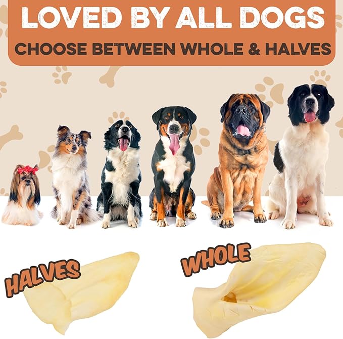 Cow Ears for Dogs – Thick Cut, Grass-Fed Angus Beef, All-Natural No-Rawhide Dog Treat Alternative