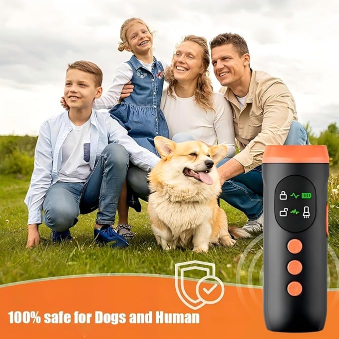 Dog Bark Deterrent Device Rechargeable Anti-Barking Device Ultrasonic Dog Barking Training Control Device Safe Effective Bark Control with LED Flashlight for Dogs Indoor Outdoor