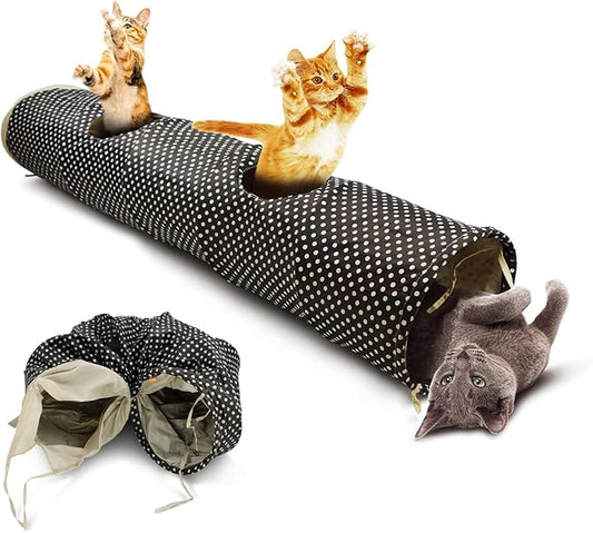 TTCAT Collapsible Classic Cat Tunnel Toys (49.2"),with Plush Ball, Easy to Clean,U-Shaped Cat Play Tunnel for Indoor Cat, Kitty, Kitten…