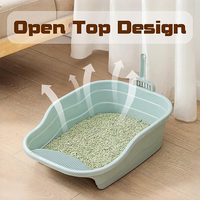 Small Cat Litter Box with High Sides,Cat Boxes for Indoor Cats,Cat Litter Pan for Kitty,Litter Box with Low Entry,Non-Slip Pedal,Easy to Clean,Anti-Splashing (Pink)