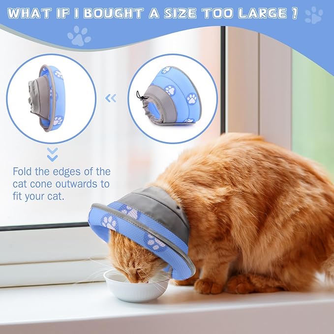 Cat Cone Collar Soft Elizabethan Collar for Surgery Recovery - Adjustable for Small and Large Cats Kittens to Stop Licking