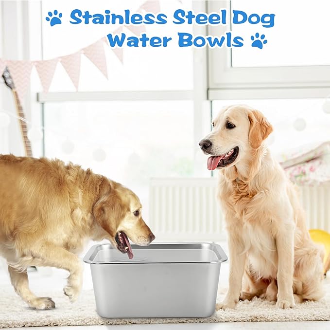 YUEPET 3 Gallons Stainless Steel Dog Water Bowls, Extra Large Metal Dog Food and Water Bowl Large Capacity Pet Water Bowl for Indoor and Outdoor Extra Large Dogs