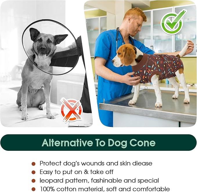 Kuoser Dog Recovery Suit for Post-Surgery Care, Spay Neuter Bodysuit for Female & Male Dogs, Anti-Licking Surgical Onesie, Snug Fit for Abdominal Wound Protection & Skin Healing, Brown L