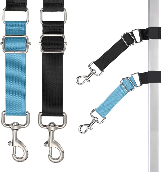 Pet Dog Grooming Loops Adjustable Nylon Restraint Loop Table Arm Accessories Extension Straps Extender Strap for Dogs Grooming Table Bathtub Trimming (Sky Blue & Black)