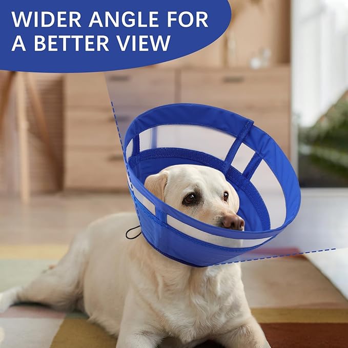 ASENKU Dog Cone Collar, Soft Adjustable Cone for Dogs to Stop Licking, Lightweight Recovery Dog Cone After Surgery, Pet E-Collar for Small, Medium & Large Dogs(Blue, XL)