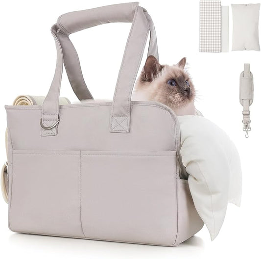 Dog Carriers for Small Dogs, Soft Sided Folding Dog Purse for Dogs Medium Cats Puppies up to 13 Lbs, Washable Breathable Puppy Carrier for Outdoor Travel (Small Gray)