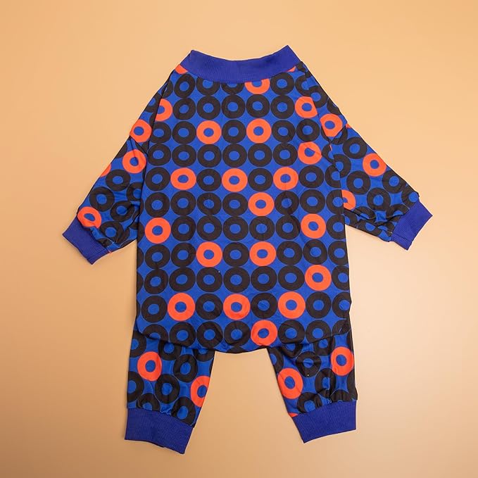 LovinPet Pet Pjs for Large Dogs Anti Licking Anxiety Calming Big Dog Pajamas, Lightweight Stretchy Fabric, Ring Print, Jammies for Large Dogs, Pitbull Party Clothes, Big Dog Costume,XL