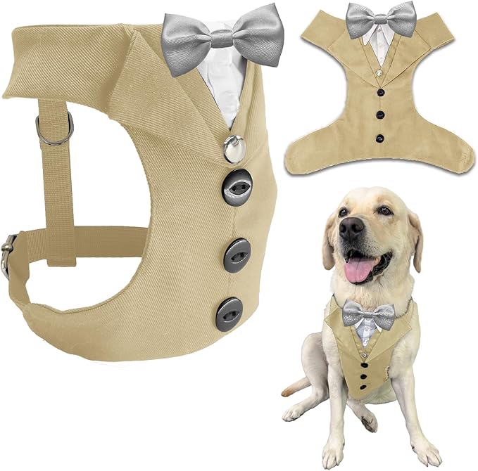 AVERYDAY Dog Tuxedo for Wedding Outfit, Dog Suit and Tie Costumes for Birthday, Halloween, Cosplay, Christmas Party, Pet Formal Wear with Bowtie, Tux for Medium Large Dogs, Bulldog, Labrador, Husky