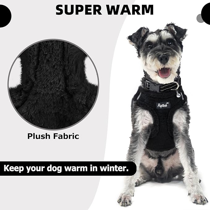 PUPTECK Adjustable Dog Harness Collar and Leash Set Step in No Pull Pet Harness for Small Medium Dogs Puppy and Cats Outdoor Walking Running, Soft Mesh Padded Reflective Vest Harnesses, Black S