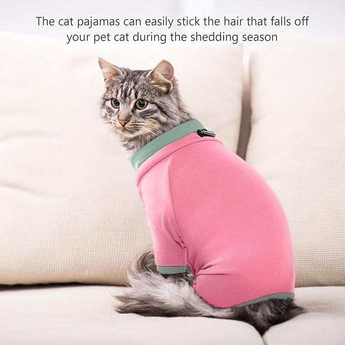 Sticky Cat Clothes Stretchy, Sphynx Hairless Sweater & Pajamas for Cats only, Soft Cat Onesie for Cats After Surgery Female Male & Hair Loss Prevention, Pink XS