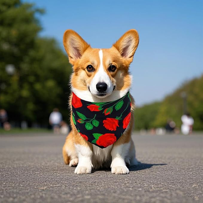 7 Pcs Spring Dog Bandanas for Small Medium Dogs Breed 25 Inch Summer Flowers Dog Bandana Adjustable Large Hemming Seam Edge Scarves Grooming M