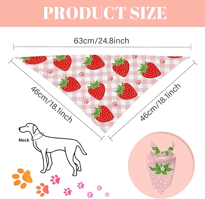 Strawberry Dog Bandanas 2 Pcs, Puppy Gifts, Pet Scarf for Dog Girl, Getting Merried Triangle Puppy Scarf Kerchief Bandana, Small Medium Pet Dogs On Engagement Party Decorations for Dogs Lovers
