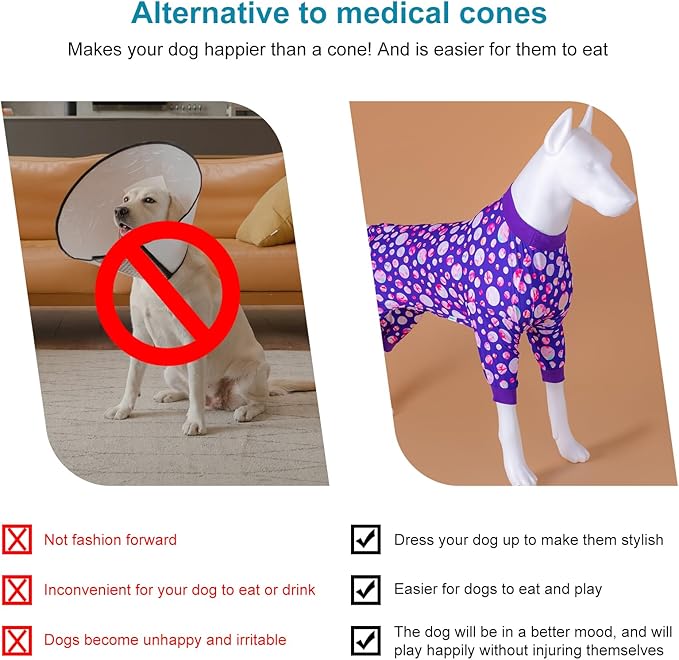 LovinPet Fat Dog Pajamas Onesies for Giant Dogs, Anxiety Calming Dog Jammies, Lightweight Knit, Pitfull Clothes, Pajamas for Pitbulls, Onesies for Dogs, Medium