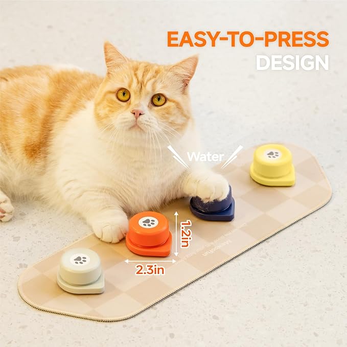 MEWOOFUN Dog Buttons Talk, Recordable Dog Clicker for Training, Dog Buttons for Communication Starter Set with Mat, Dog Talking Buttons Training Clicker for Small Dogs & Cats (Colorful, 4 Packs)