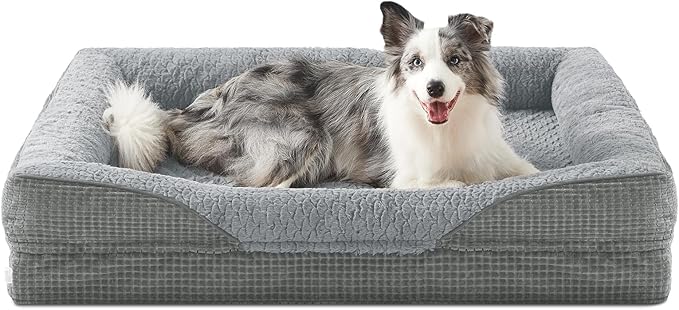 INVENHO Orthopedic Large Dog Bed, Egg-Crate Memory Foam Dog Couch with Washable Removable Cover, Waterproof Lining and Nonskid Bottom