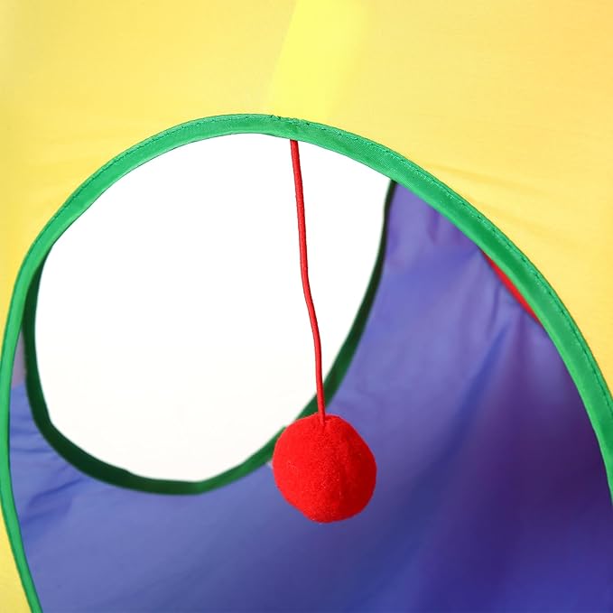 Pet Cat Tunnel, Tent Kit Tunnels for Indoor Cats, Collapsible Pet Tunnel for Kitten, Puppy, Rabbit, 25cm-Wide Tunnels, Durable & Breathable, with Peek Hole Toy Ball