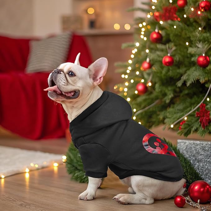 SCENEREAL Dog Hoodie with Leash Hole, Warm & Soft Fleece Dog Sweater & Sweatshirt for Small Medium Large Dogs, Pets Clothes Cold Weather Costume, Heart Print S