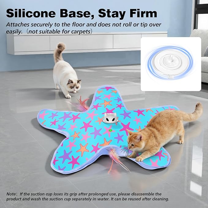 Rechargeable Interactive Cat Toys, Automatic Cat Toy for Indoor Cats, Durable Hide and Seek Cat Toy with Moving Concealed Feathers, Touch Activated Kitten Toys Cat Exercise Toys, Blue Purple Cover