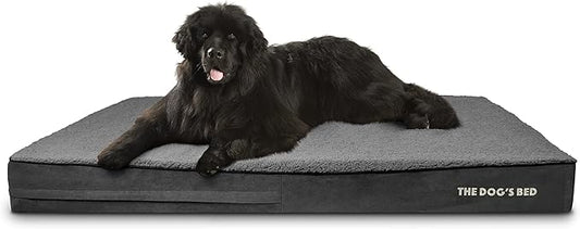 The Dog’s Bed Orthopedic Jumbo Memory Foam Dog Bed, XXXL Grey Plush, Pain Relief for Arthritis, Hip & Elbow Dysplasia, Post Surgery, Lameness, Supportive, Waterproof Washable Cover