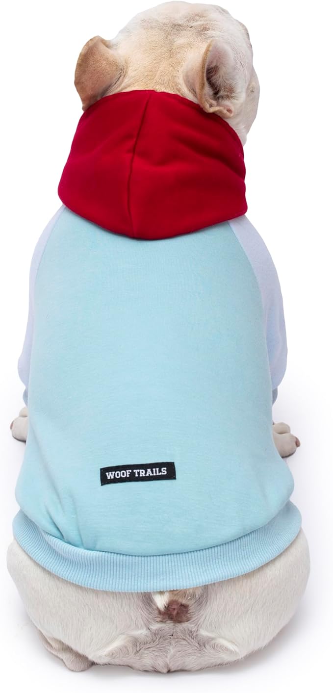Color Block Dog Hoodie Dog Clothes Extra Warm Fleece Lining Stretchy Fit for Small Medium Large Dogs (Red Blue, Small)