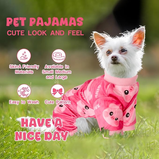 Dog Pajamas Soft Lightweight Dog Onesies Outfit Clothes for Small Medium Large Puppy Pjs for Pet Boys Girls Dogs Cats (XXL (Back: 17.8",Chest: 22.8", Neck: 13"), Pink Pig)