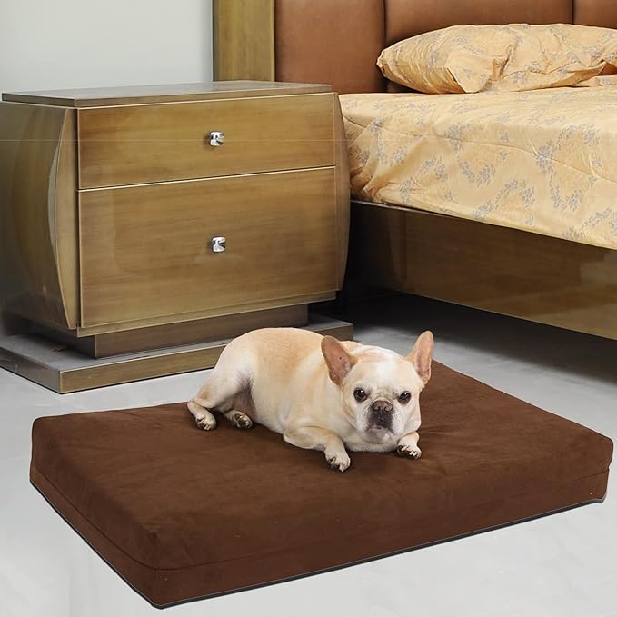 Pet Support Systems Orthopedic Dog Bed - Gel Memory Foam Pet Bed, Luxury Washable Dog Bed for Sleeping and Support (Removable Cover, Medium Brown Dog Bed)