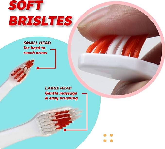 Pet Toothbrush for Dogs, Cats with Soft Bristles - Easy Teeth Cleaning & Dental Care, Non Slip Dual Head Dog Toothbrush