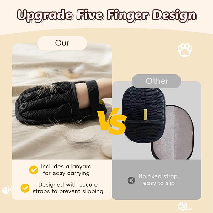 Pet Hair Removal Gloves, 2 PCS Double Sided Dogs and Cats Hair Remover Reusable Cat Dog Pet Grooming Gloves Suitable for Couch, Furniture, Deshedding, Grooming, Pet Cleaning Tool