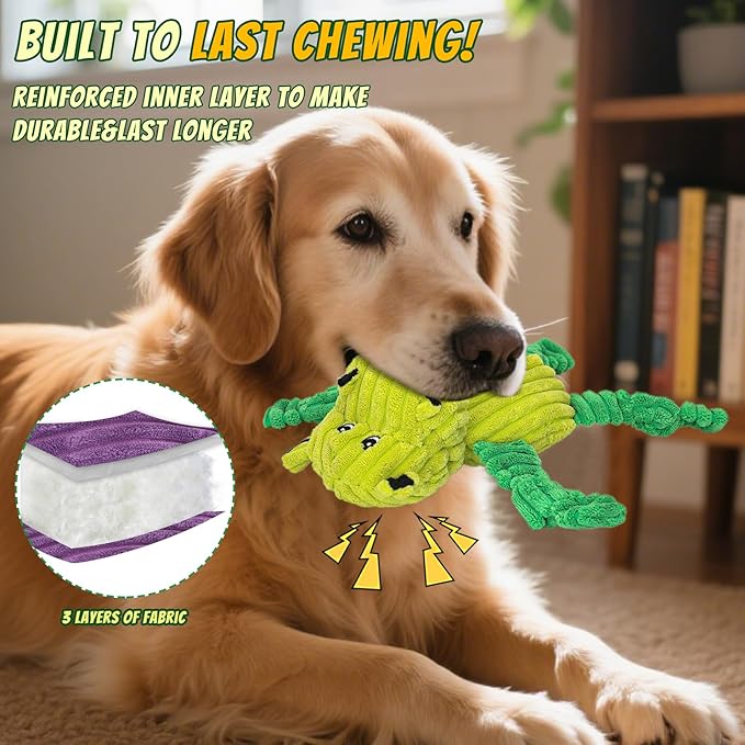 5 Pack Large Plush Squeaky Dog Toys, Funny Stuffed Animal Tough Dog Toys Assortment, Interactive Chew Toy to Keep Them Busy, Pet Dog Toy Bundle for Small Medium Large Dogs