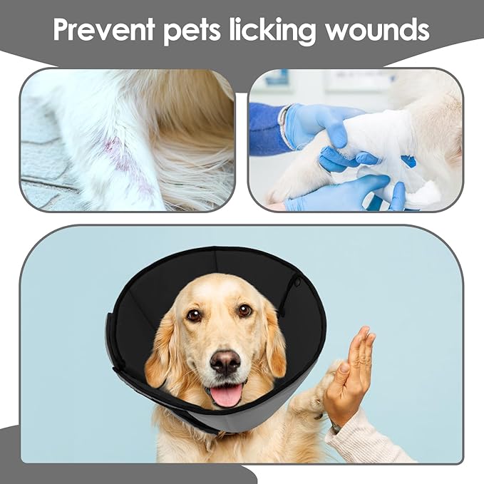 Dog Cones for Large Dogs, Soft Cone for Dogs to Stop Licking, Breathable Pet Surgery Collar Cone for Extra-Large Pets, Grey XL
