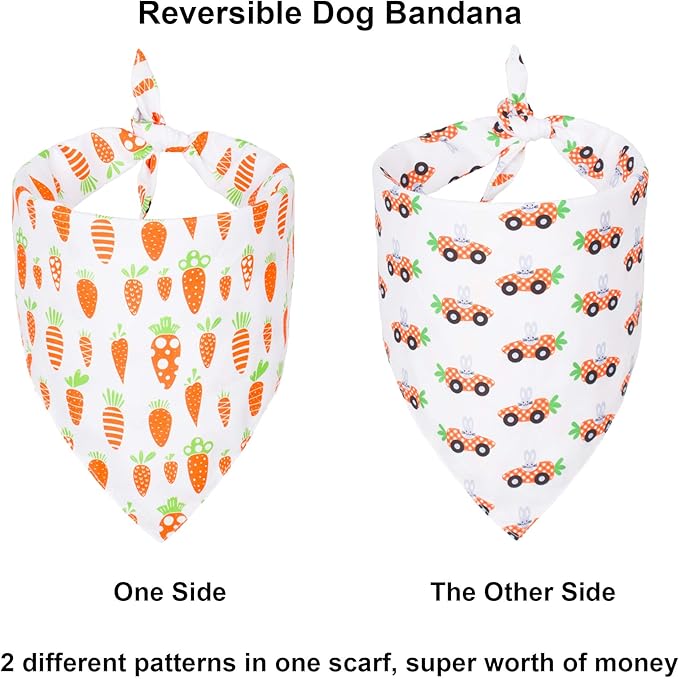 ADOGGYGO Easter Dog Bandana, Multiple Sizes Offered, Reversible Festival Pet Bandana Triangle Dog Scarf for Large X-Large Dogs Pets (X-Large, Easter)