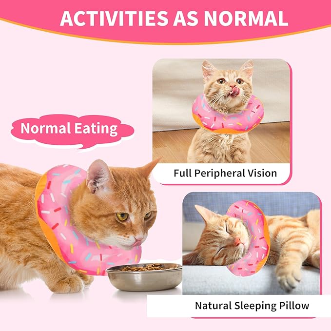 Generic Soft Cat Cone Collar Adjustable Recovery E-Collar for Wound Healing After Surgery Breakaway Elizabethan Collar with Fastening Strap for Cats and Kittens（S M L）