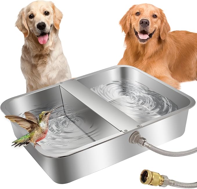 4Gal Automatic Water Bowl Dispenser for Dogs,Pig Waterer,Outdoor Automatic Dog Water Bowl,Stianless Steel Auto Fill Livestock Water Trough with Float Valve for Chicken,Horse,Calf,Dog,Goat