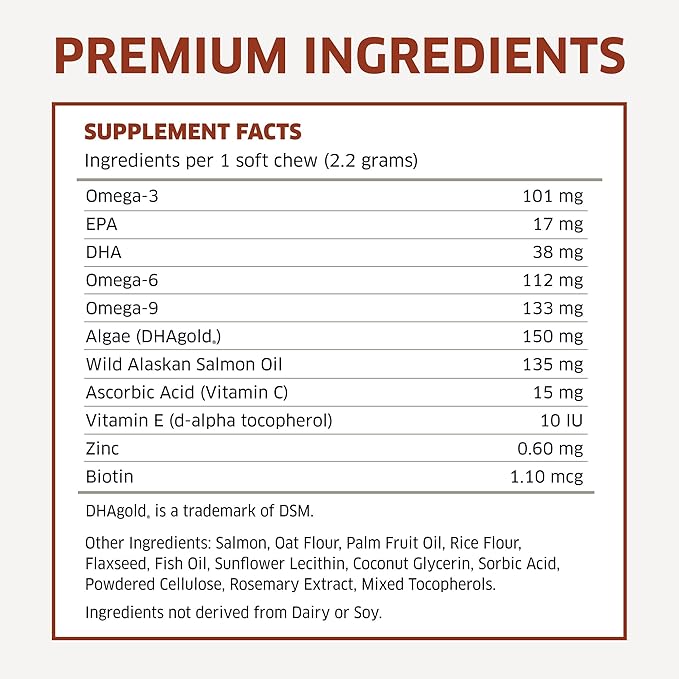 Salmon Oil for Dogs - Wild Alaskan Fish Oil for Dogs - Omega 3 for Dogs - Itch Relief for Dogs - Dog Joint Health - Dog Allergy Relief- Dog Itch Relief - 120 Dog Fish Oil Soft Chews