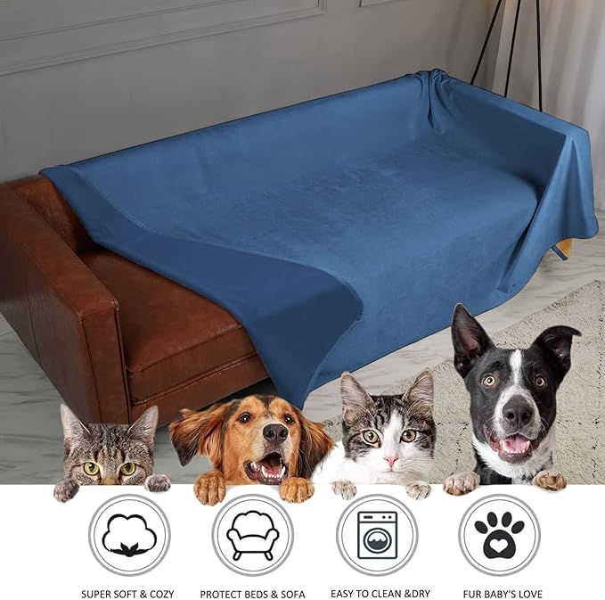 Ameritex Pet Bed Blanket Reversible 100% Waterproof Velvet Super Soft for Sofa and Bed