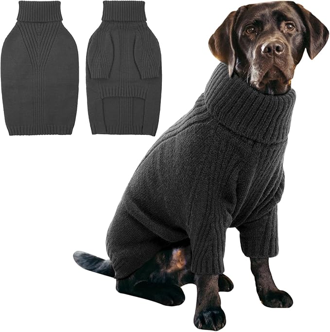IECOii XL Dog Sweater,Winter Doggy Clothes for Large Dogs Girl Boy,Warm Pullover Soft Dog Sweater Turtleneck,Lightweight & Good Stretch for Active Dogs Like Beagle,Border Collie (Grey,XLarge)