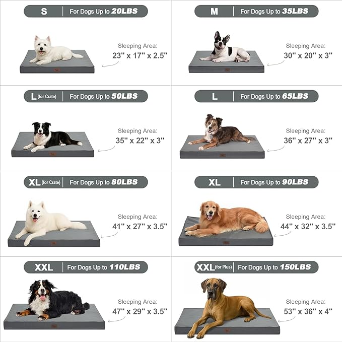 Outdoor Dog Bed for Small Dogs, Waterproof Dog Crate Bed for Small Dogs, Orthopedic Egg Crate Foam Puppy Beds with Washable and Removable Oxford Cover, Grey