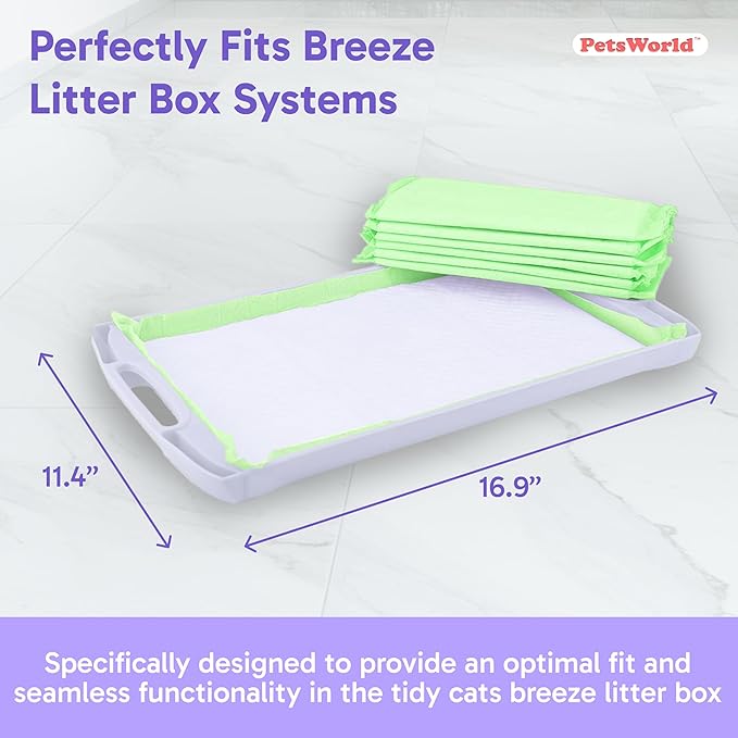 PETSWORLD Multi Cat Pad Refills for Cats Breeze Litter System, Ultra-Absorbent, Quick Dry - (1200 Count, Fresh Scented)