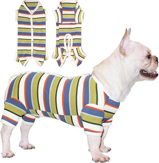 TONY HOBY Dog Pajamas, Dog Jumpsuit, Colorful Dogs Shirt, Dogs Surgery Recovery Suit for Small Medium Breeds (Blue&White, Boy, M)